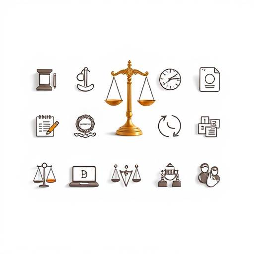Aspectos legales del sitio web representados por iconos de términos legales.